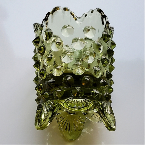 Vntg Fenton Green Hobnail Toothpick Holder / Decor Accent - Picture 7 of 10